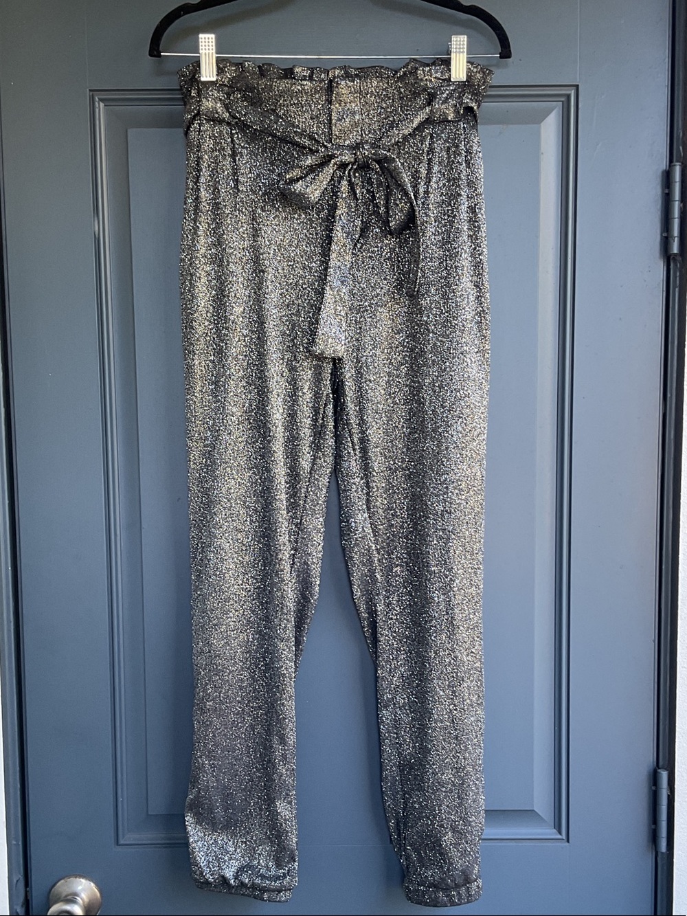 NWT Windsor Silver Shimmer Paperbag Waist Trousers, Size M